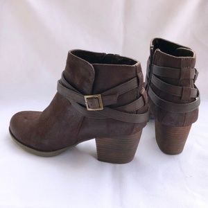 Crown Vintage Suede Brown Buckle Booties